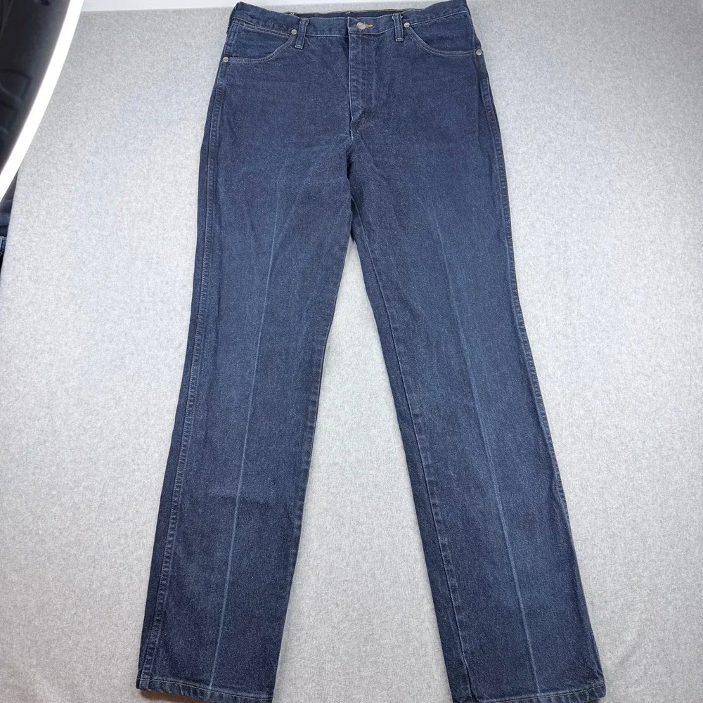 Wrangler 933SEDD Vintage Jeans 35x34 Made in USA Black Patch Dark Indigo Denim